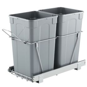 Double 27QTx2 Pullout Waste Container Under Cabinet Kitchen Bin Trash Can