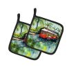 Little Red Street Car Pair of Pot Holders Kitchen Heat Resistant Pot Holders Sets Oven Hot Pads for Cooking Baking BBQ, 7 1/2 x 7 1/2