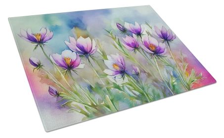 NEW South Dakota Pasque Flowers in Watercolor Glass Cutting Board Decorative Tempered Glass Kitchen Cutting and Serving Board Large Size Chopping