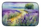 Lavender in Watercolor Dish Drying Mat Absorbent Dish Drying Mat Pad for Kitchen Counter Dish Drainer Mat for Countertop, 14 x 21", Multicolor