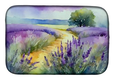Lavender in Watercolor Dish Drying Mat Absorbent Dish Drying Mat Pad for Kitchen Counter Dish Drainer Mat for Countertop, 14 x 21", Multicolor