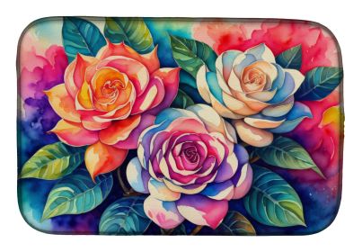 Gardenias in Color Dish Drying Mat Absorbent Dish Drying Mat Pad for Kitchen Counter Dish Drainer Mat for Countertop, 14 x 21", Multicolor