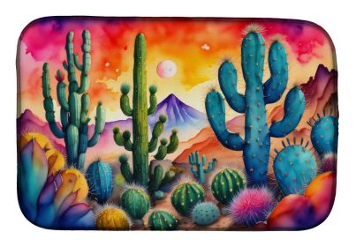Cactus in Color Dish Drying Mat Absorbent Dish Drying Mat Pad for Kitchen Counter Dish Drainer Mat for Countertop, 14 x 21", Multicolor