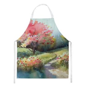 North Carolina Dogwoods in Watercolor Apron Cooking Kitchen Server Baking Crafts Gardening for Adult Women Men, Unisex, Large, Multicolor
