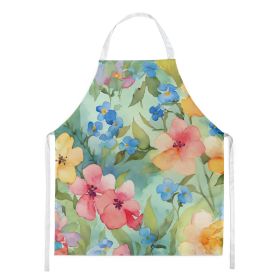 Alaska Forget-me-nots in Watercolor Apron Cooking Kitchen Server Baking Crafts Gardening for Adult Women Men, Unisex, Large, Multicolor