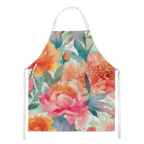 Peonies in Watercolor Apron Cooking Kitchen Server Baking Crafts Gardening for Adult Women Men, Unisex, Large, Multicolor