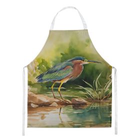 Green Heron Apron Cooking Kitchen Server Baking Crafts Gardening for Adult Women Men, Unisex, Large, Multicolor