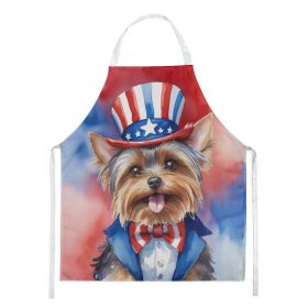 Yorkshire Terrier Patriotic American Apron Cooking Kitchen Server Baking Crafts Gardening for Adult Women Men, Unisex, Large, Multicolor