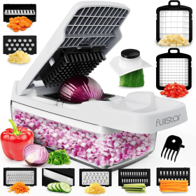 Vegetable Chopper & Mandoline Slicer for Kitchen - Food Chopper with Container, Cheese Grater, Home Essentials & Kitchen Gadgets (Lite - 9 in 1)