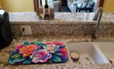 Gardenias in Color Dish Drying Mat Absorbent Dish Drying Mat Pad for Kitchen Counter Dish Drainer Mat for Countertop, 14 x 21", Multicolor
