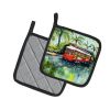 Little Red Street Car Pair of Pot Holders Kitchen Heat Resistant Pot Holders Sets Oven Hot Pads for Cooking Baking BBQ, 7 1/2 x 7 1/2