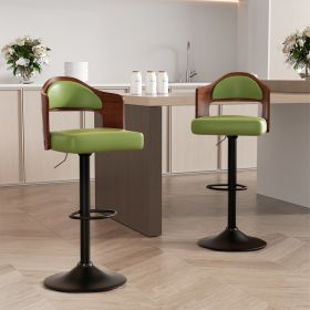 Swivel Bar Stools Set of 2 Seat Adjustable Height 25.2-33.8IN (Color: Green, count: 1 set)