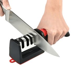 Multifunction Knife Sharpener Handheld Quick Sharpening Stone (Color: Red, Type: Sharpening Stone)