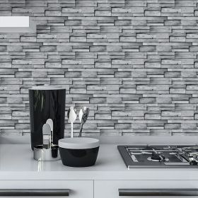 12Pcs Peel And Stick Grain Wallpaper Water resistant Oil-Proof Wall Tiles Stick On Kitchen Backsplash Light Gray Bathroom Decor And Accessories L (PCS: 48MW001)